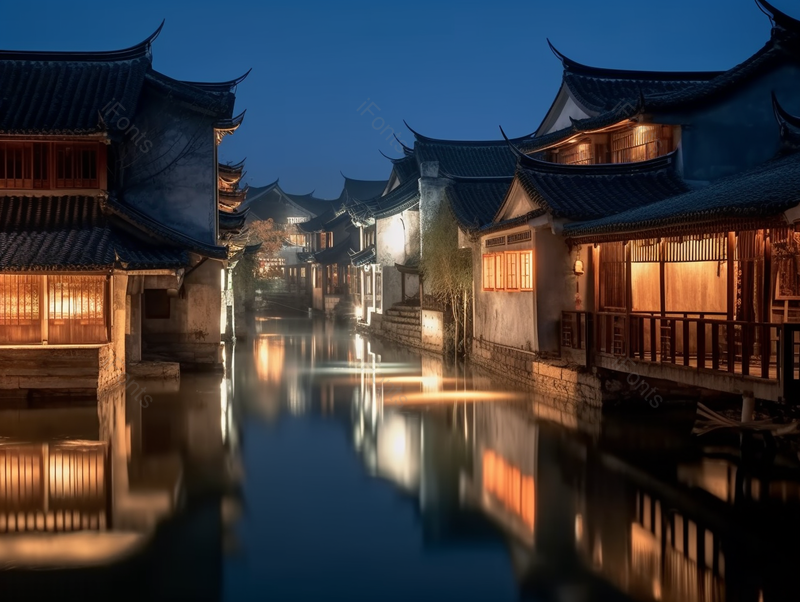 乌镇水乡建筑风貌夜景摄影,高清,摄影图,摄影图片,图片大全,摄影图免费下载